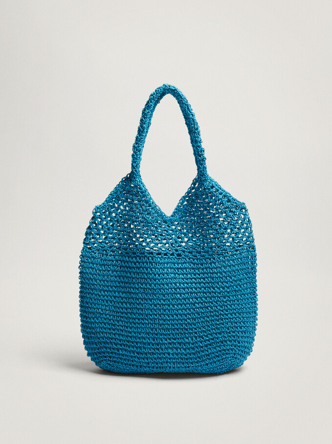 Braided Shopper Bag, Blue, hi-res
