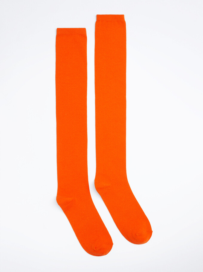 100% Cotton Socks, Orange, hi-res