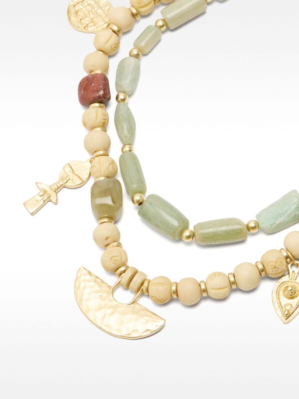 Double necklace with stones