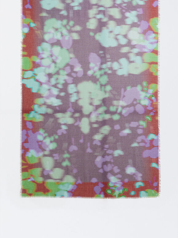 Printed Scarf, Multicolor, hi-res