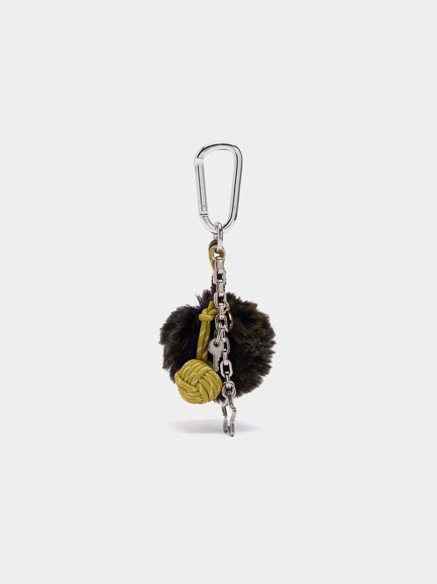 Keychain charm with pompom and star 