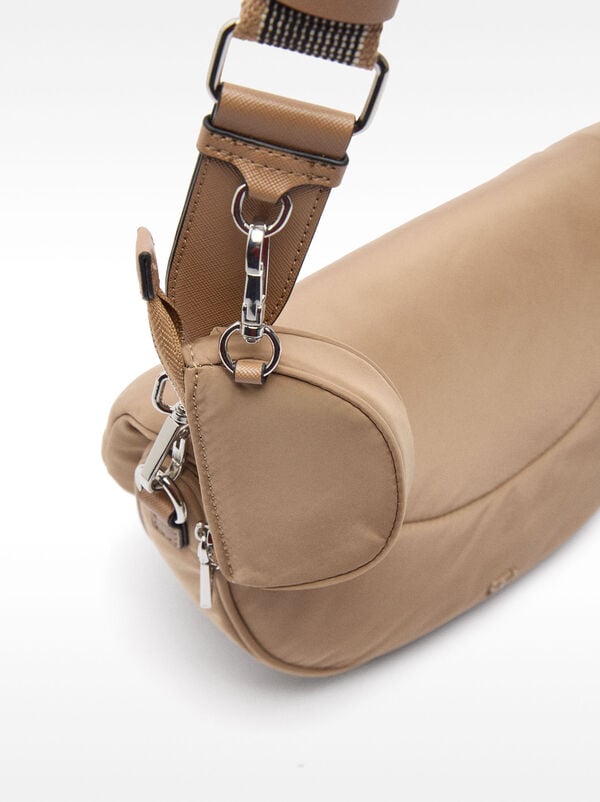 Nylon crossbody bag with charm