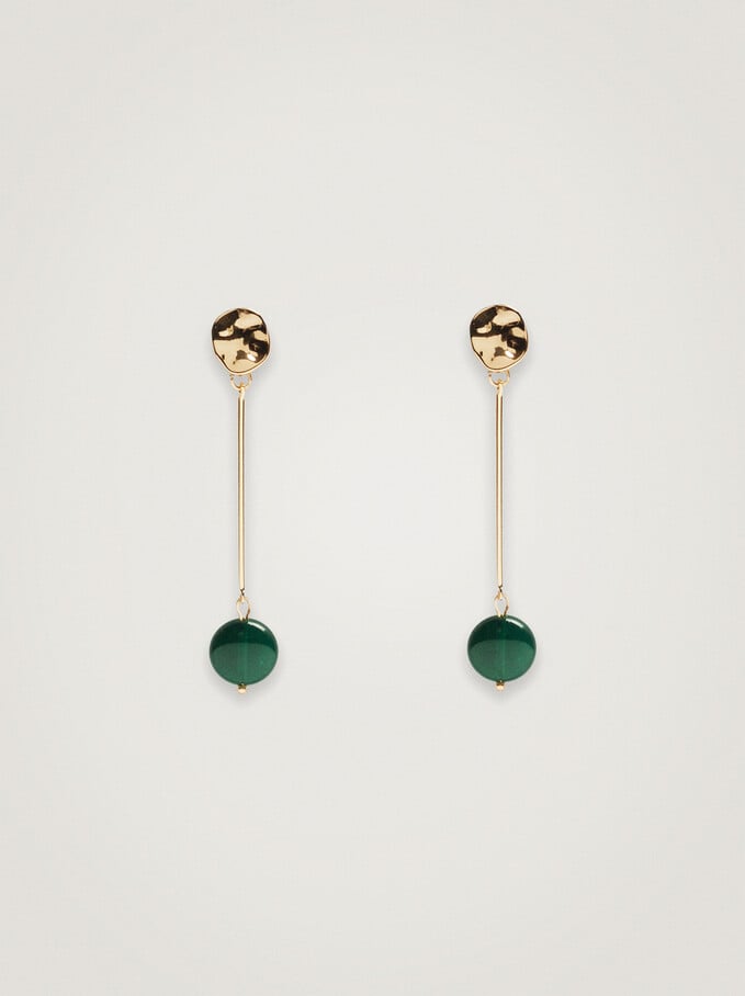 Large Earrings With Pearl Detail, Green, hi-res