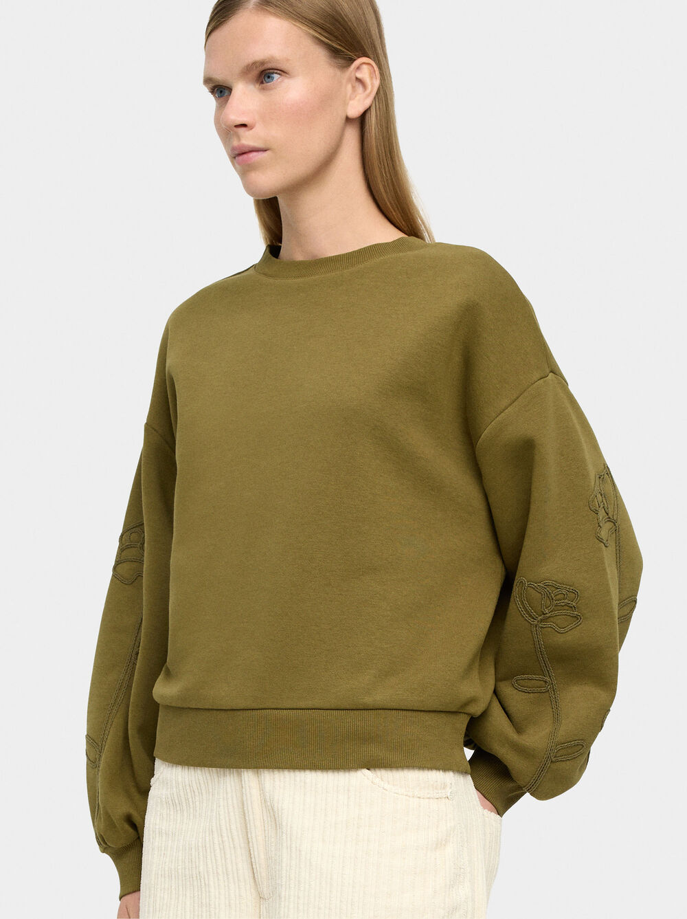 Cotton sweatshirt with flower