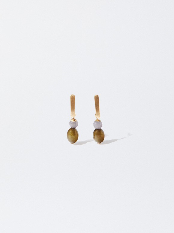 Earrings With Stone And Resin, , hi-res