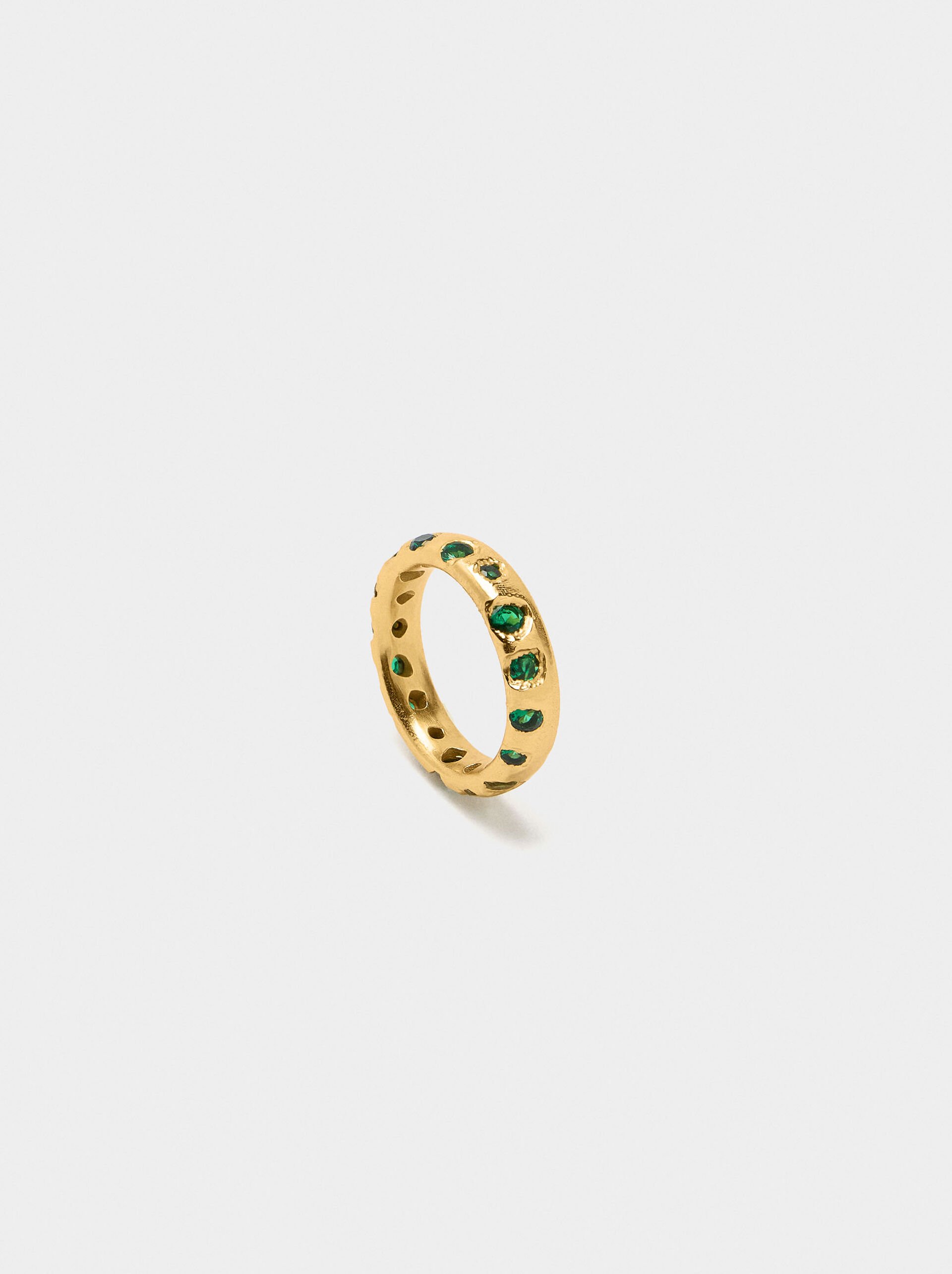 Irregular ring with stones - 18k gold plated image number 1.0