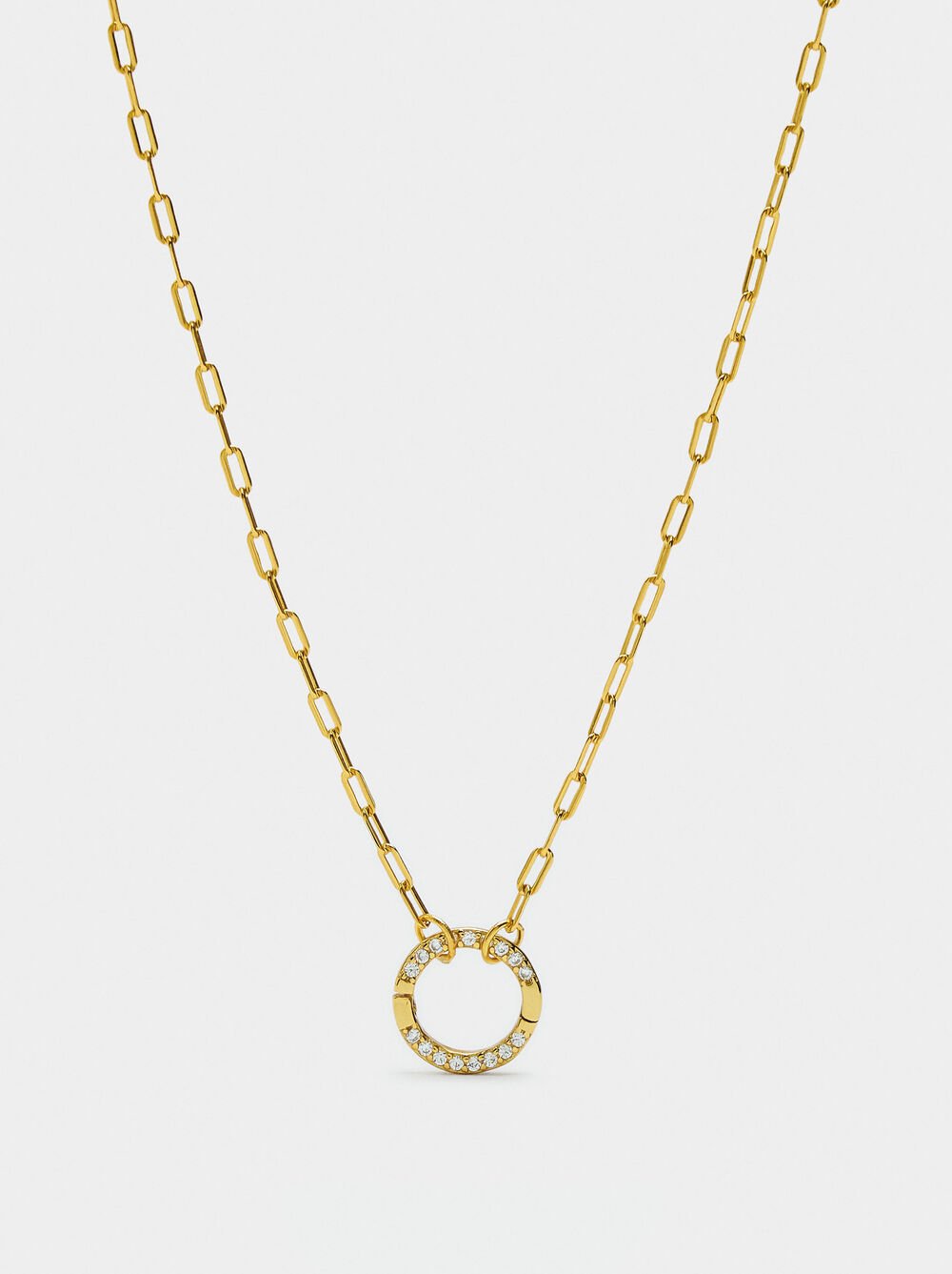 Collana in maglie pendente con zirconi - argento sterling 925