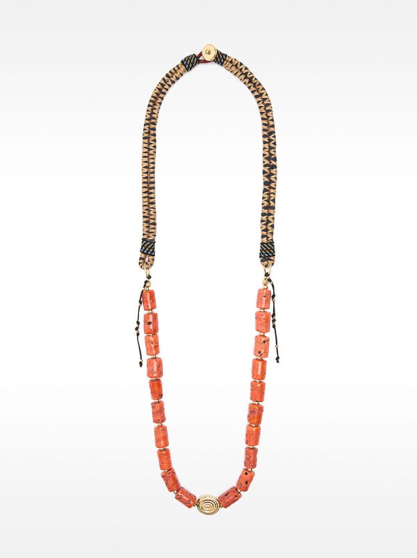 Cord necklace with glass beads
