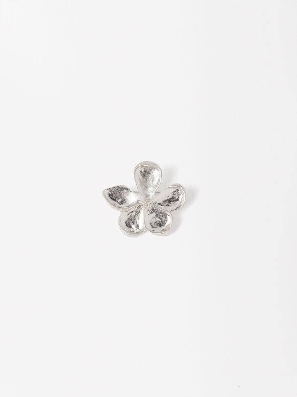 Flower Brooch, Silver, hi-res