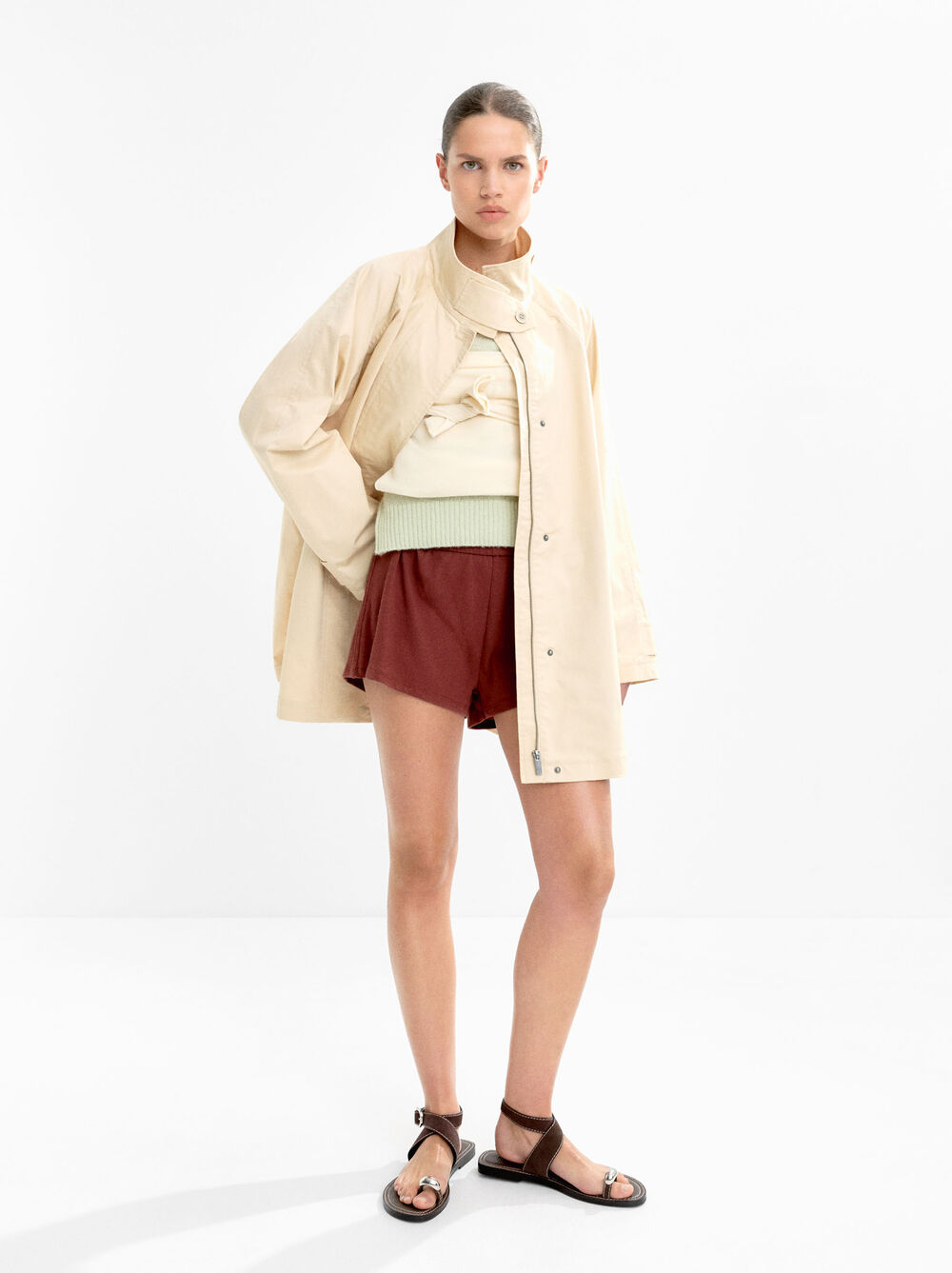 High-neck cotton coat