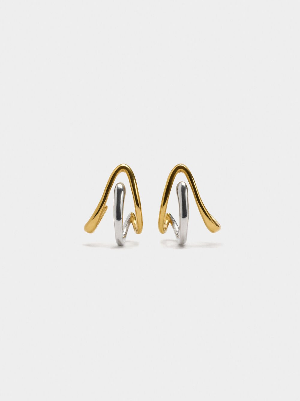 Earrings ear jacket bicolor wave - stainless steel