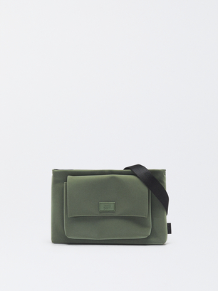 Crossbody Bag With Outer Pocket, Khaki, hi-res