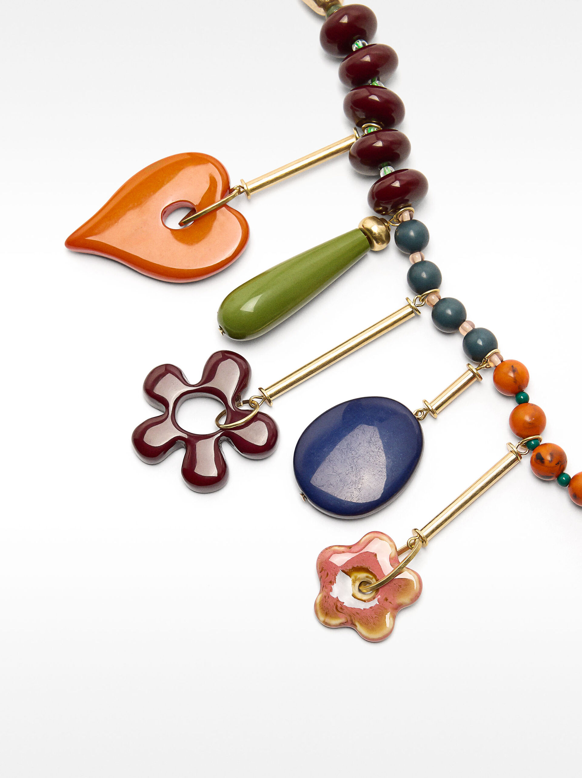 Collana con ceramica e pietre image number 2.0