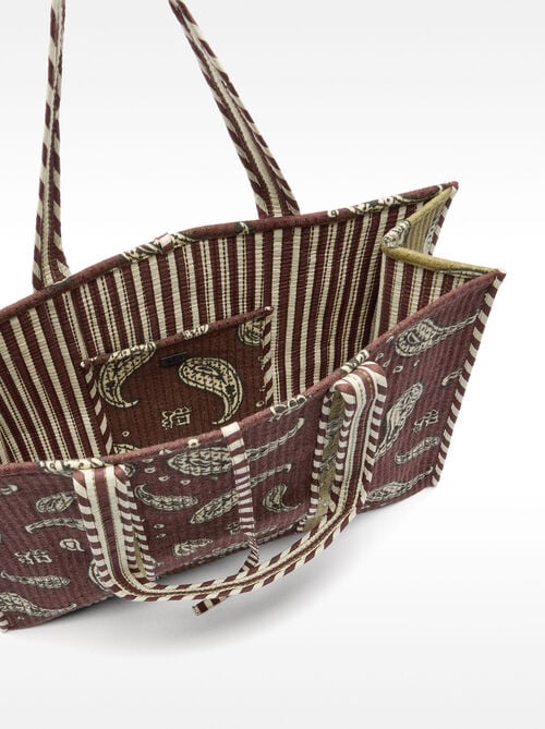 Borsa shopper stampata con impunture