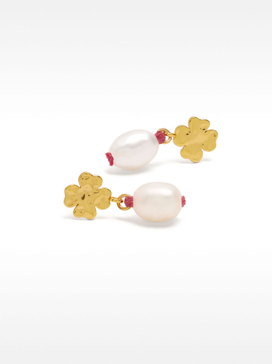 Orecchini quadrifoglio con perla d’acqua dolce – argento sterling 925