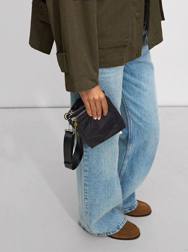 Double nylon crossbody bag