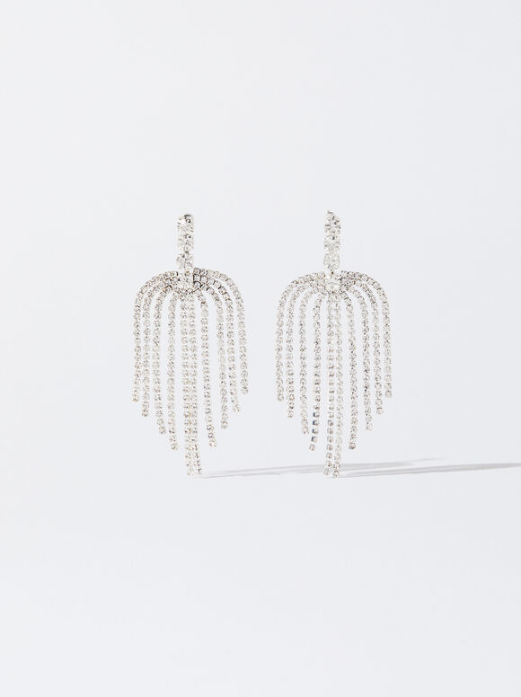 Exclusivo Online - Long Earrings With Crystals, Silver, hi-res