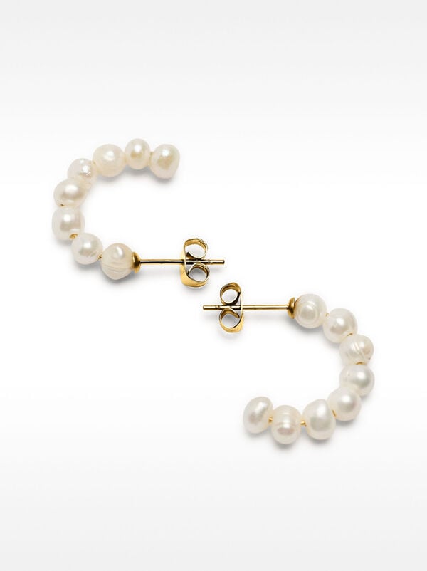 Freshwater pearl hoop earrings - stainless steel