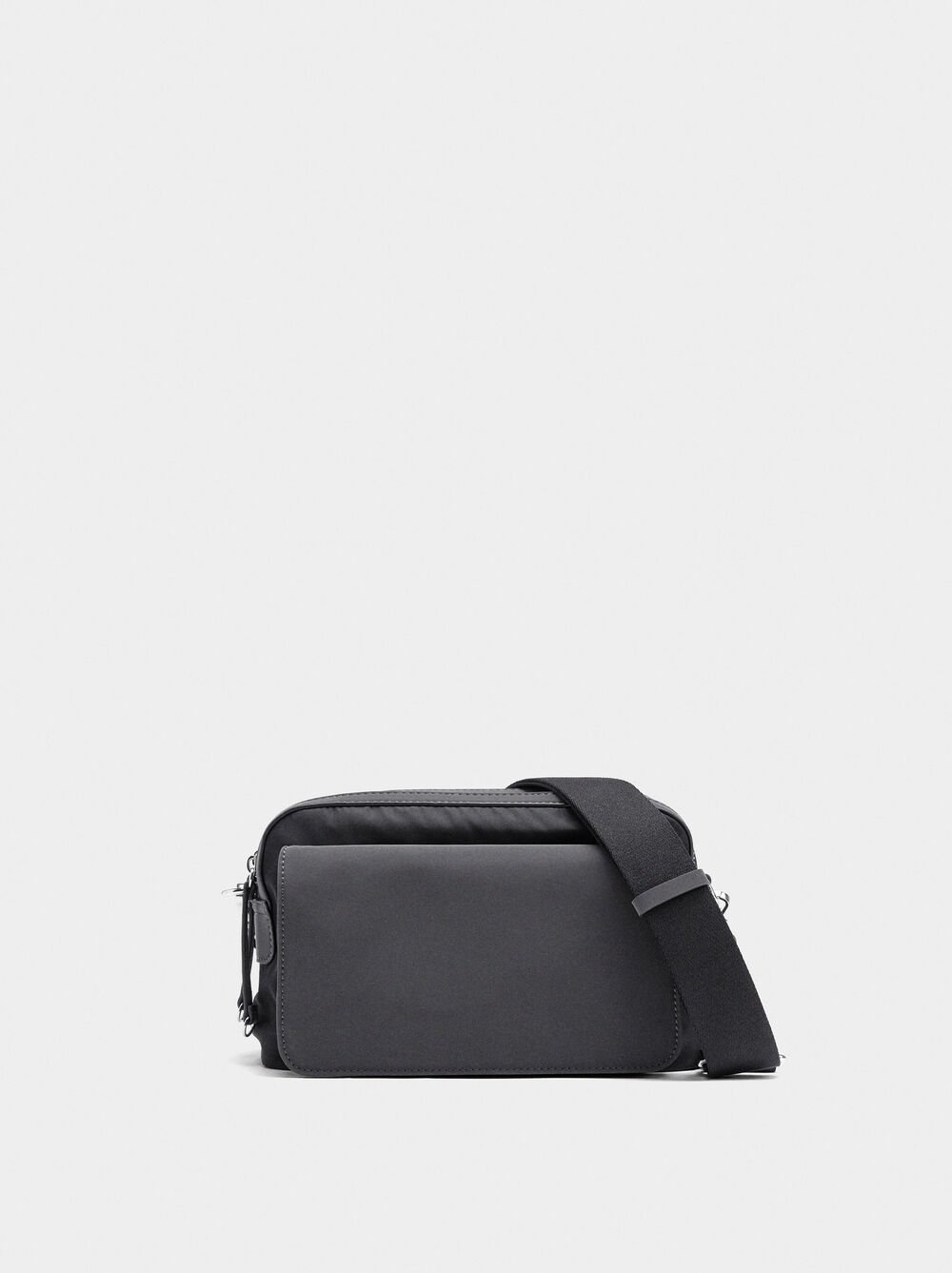 Nylon crossbody bag with flap