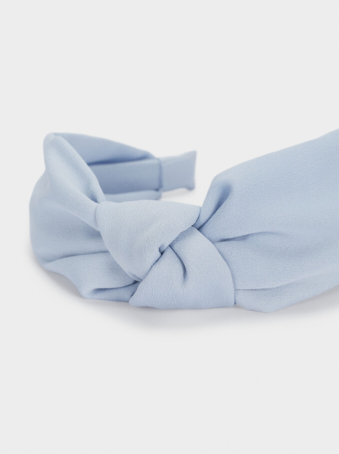 Wide Headband With Knot, Blue, hi-res