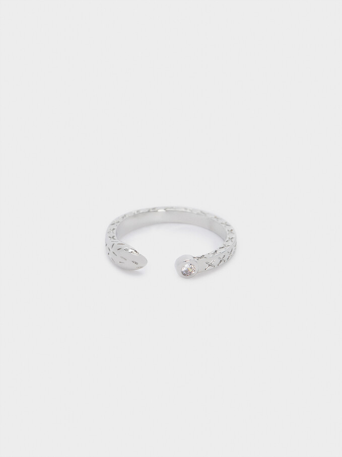 Pinky Finger Snake Ring With Zirconia, Silver, hi-res