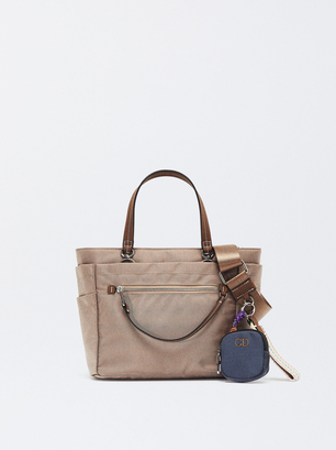 Personalized Nylon Tote Bag, Camel, hi-res