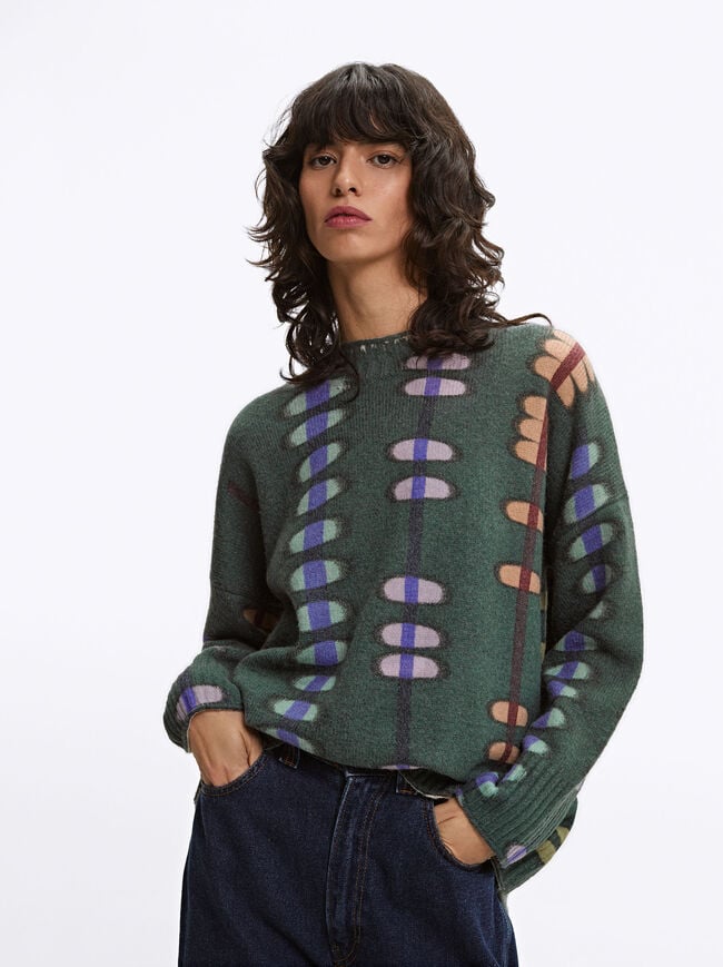 Printed Knit Sweater image number 0.0