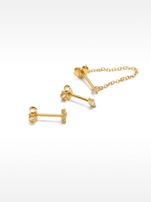 Earring set with zirconia and chain – 925 sterling silver