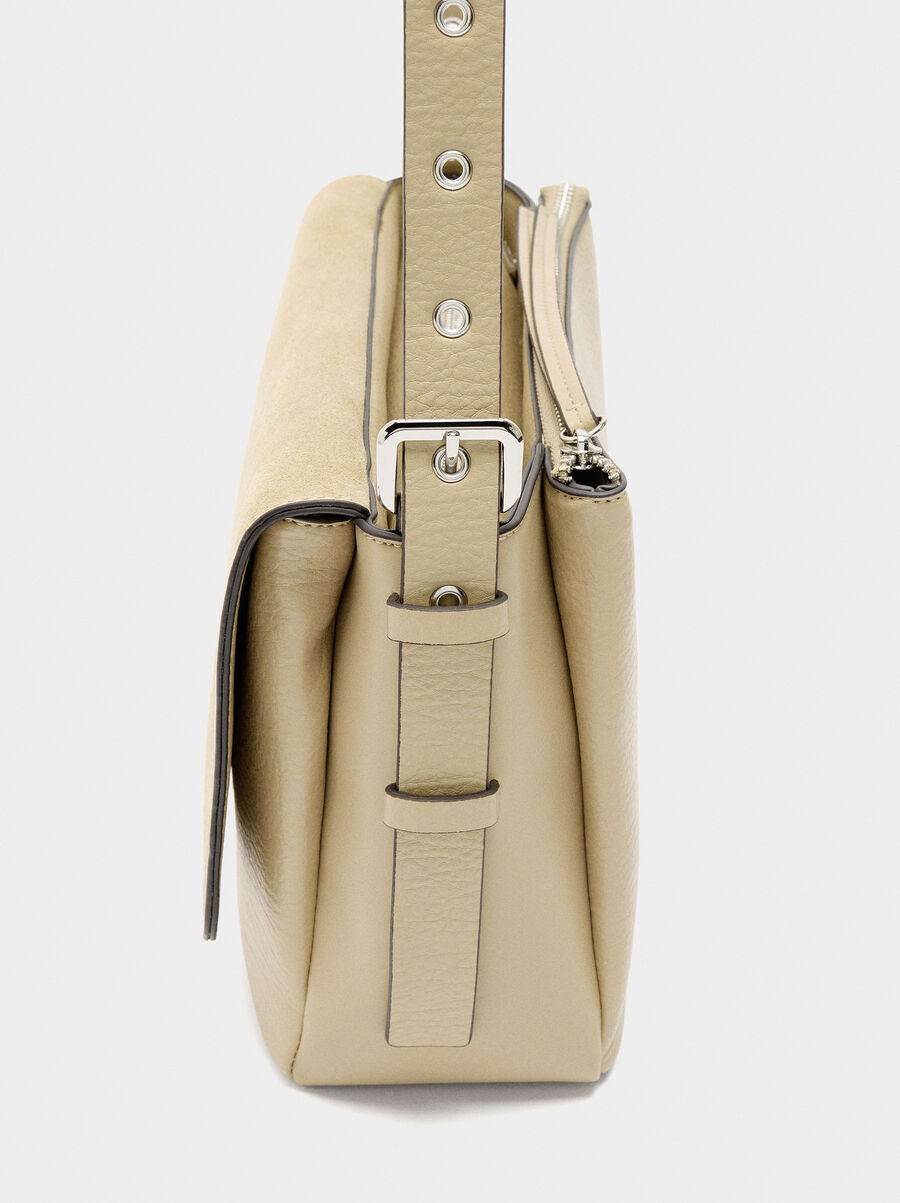 Crossbody bag with leather details