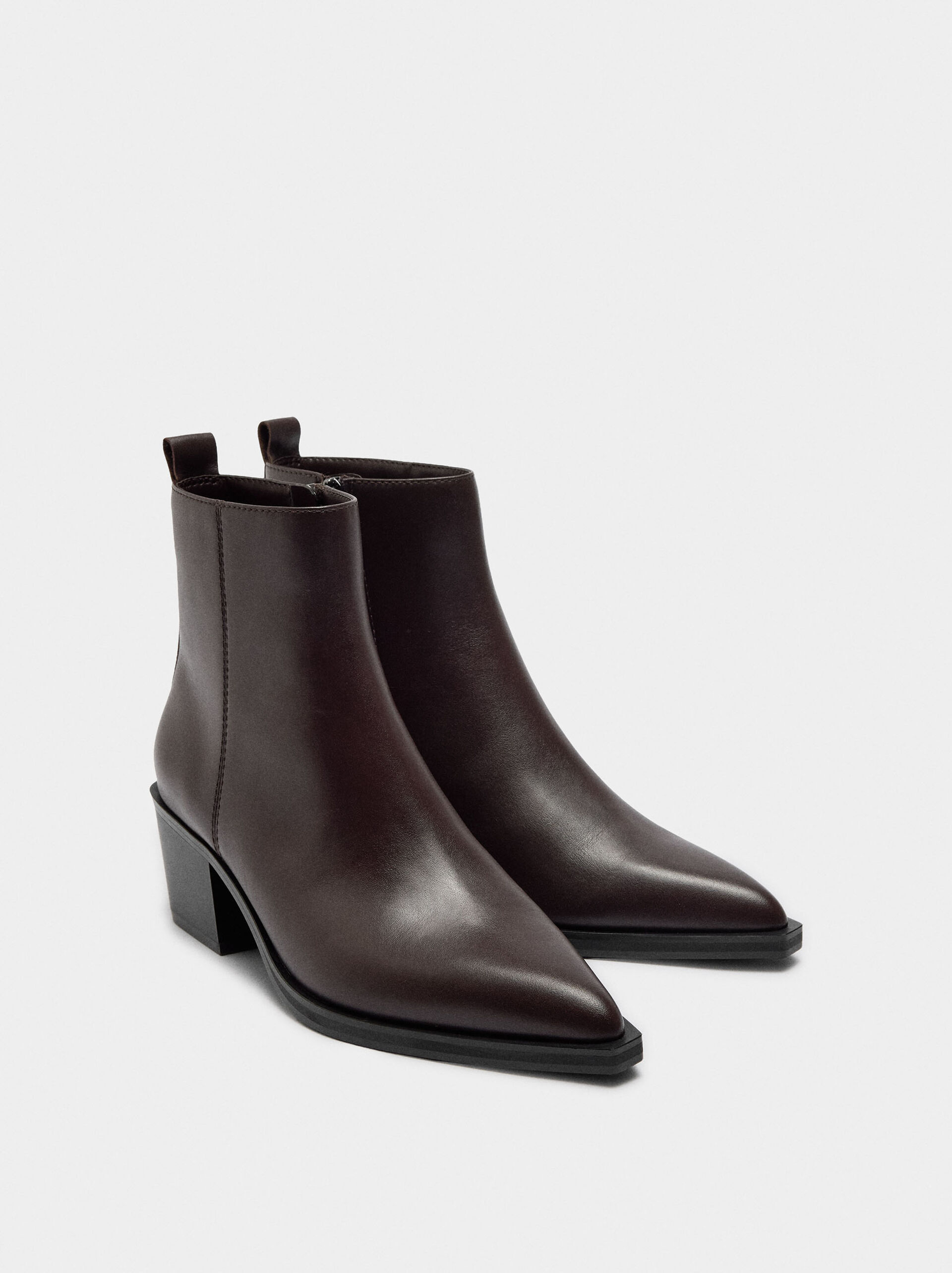 Leather ankle boots with wide heel image number 3.0