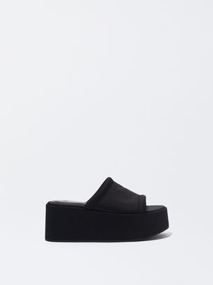 Platform Heel Sandal, Black, hi-res