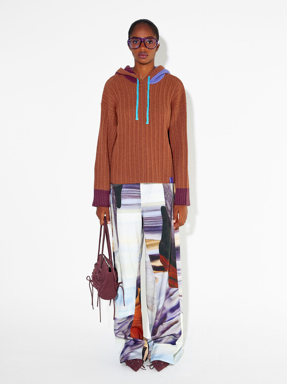 Online Exclusive - Knitted Hoodie, Multicolor, hi-res