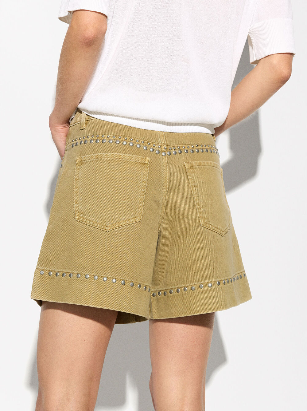 Denim Shorts With Studs