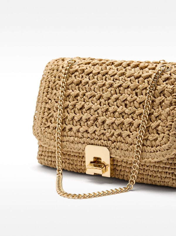 Straw-effect shoulder bag