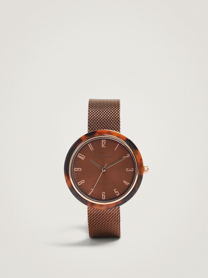 Watch With Tortoise Case, Brown, hi-res
