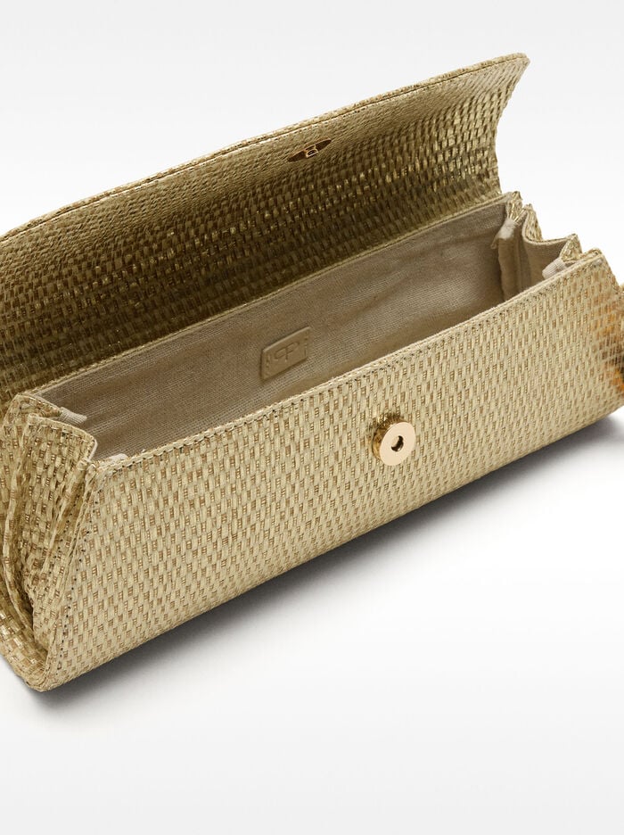 Handbag with straw effect and flap