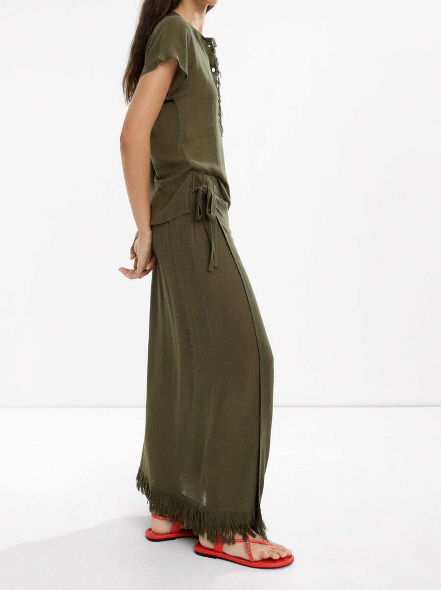 Long skirt with linen blend