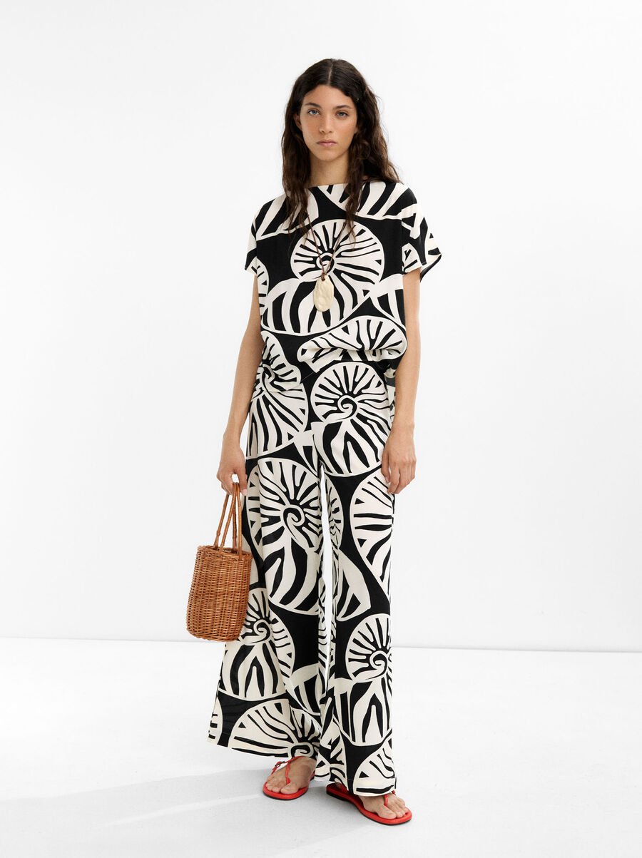 Printed fluid trousers