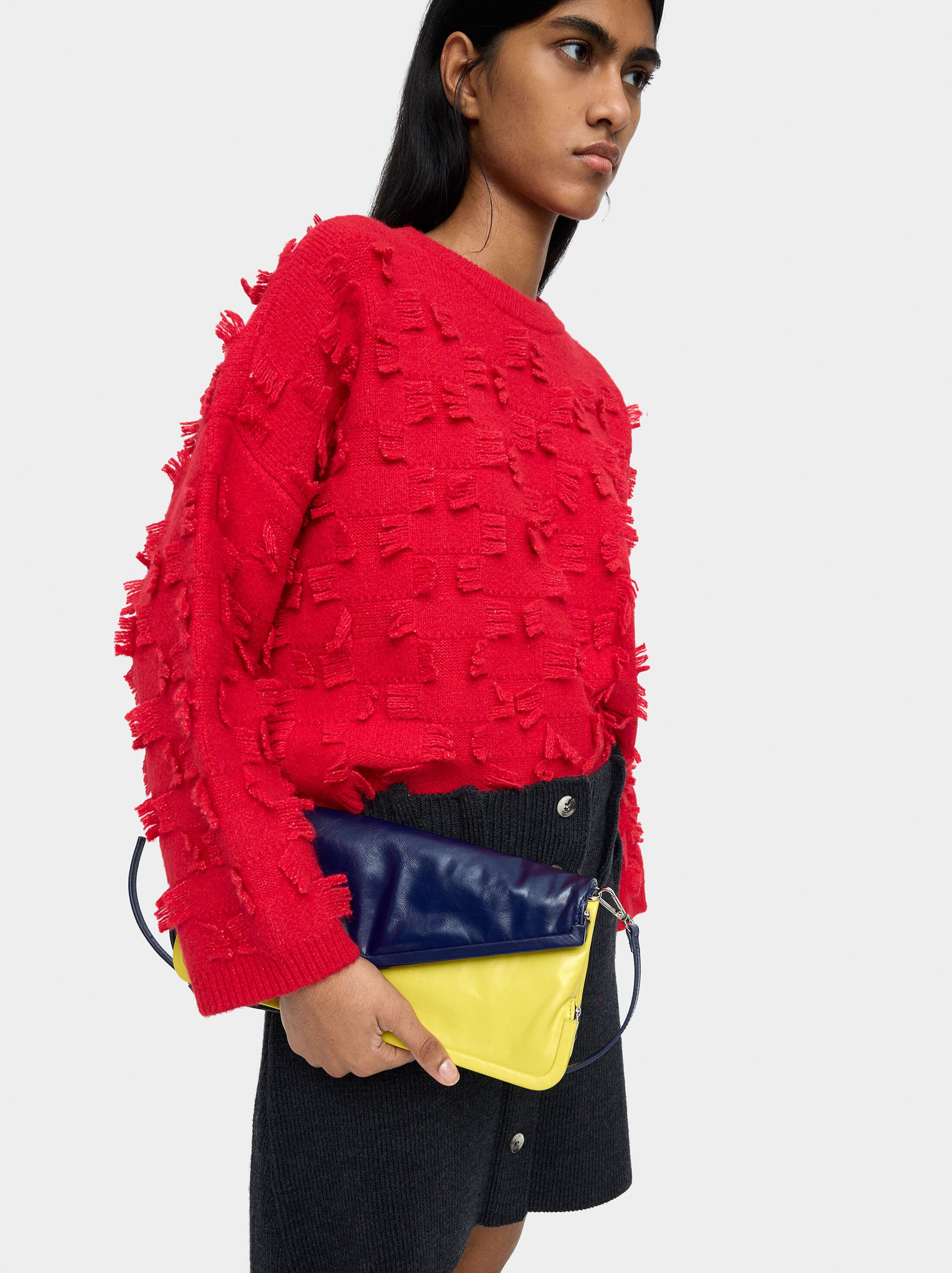 Knitted jumper with fringes image number 0.0