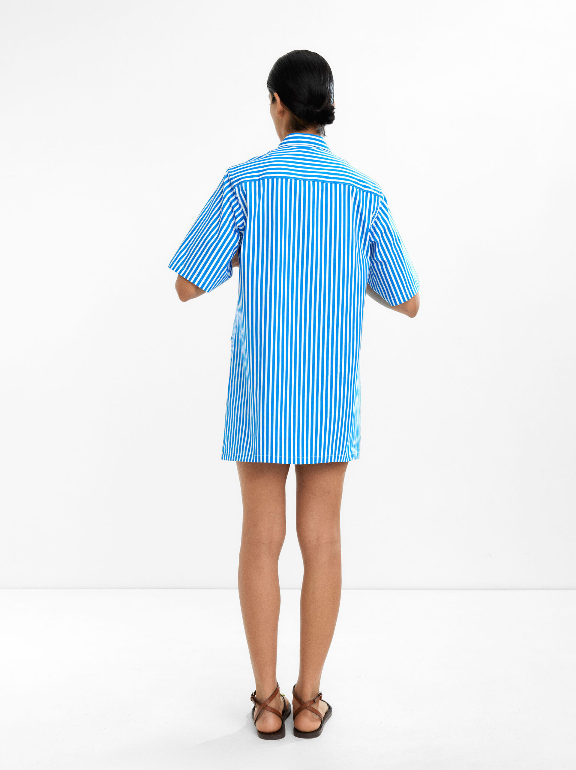 Robe-chemise rayée 100% coton image number 4.0
