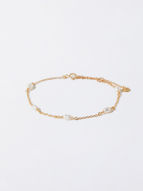 925 Silver Bracelet With Pearls, White, hi-res