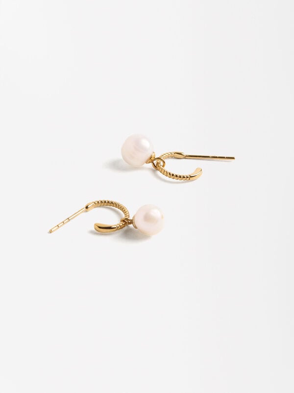 Hoop earrings with freshwater pearls - stainless steel