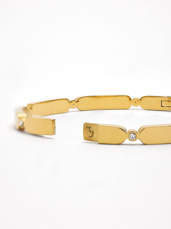 Segmented bracelet with crystals - stainless steel