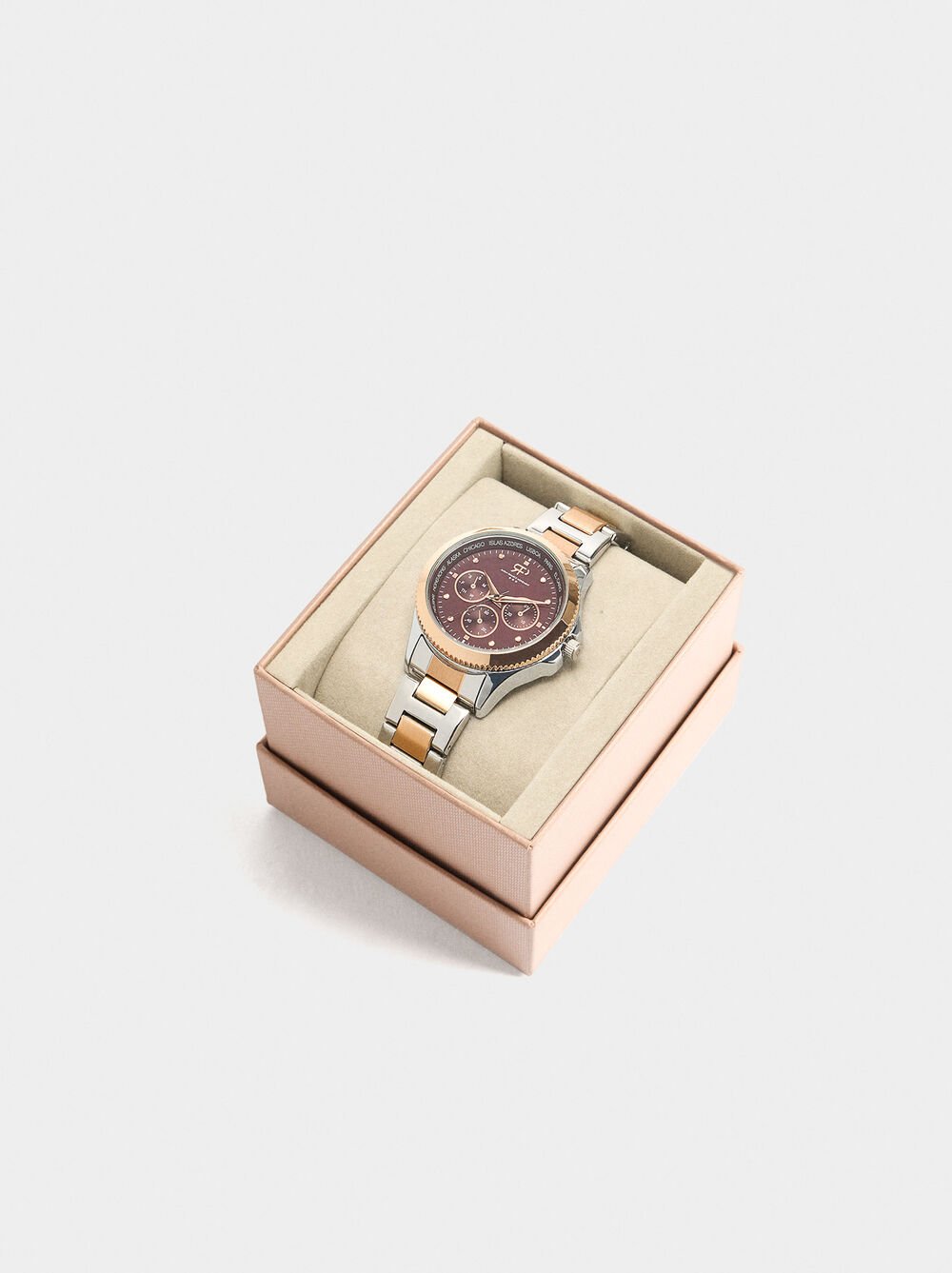 Bicolor watch with stainless steel bracelet