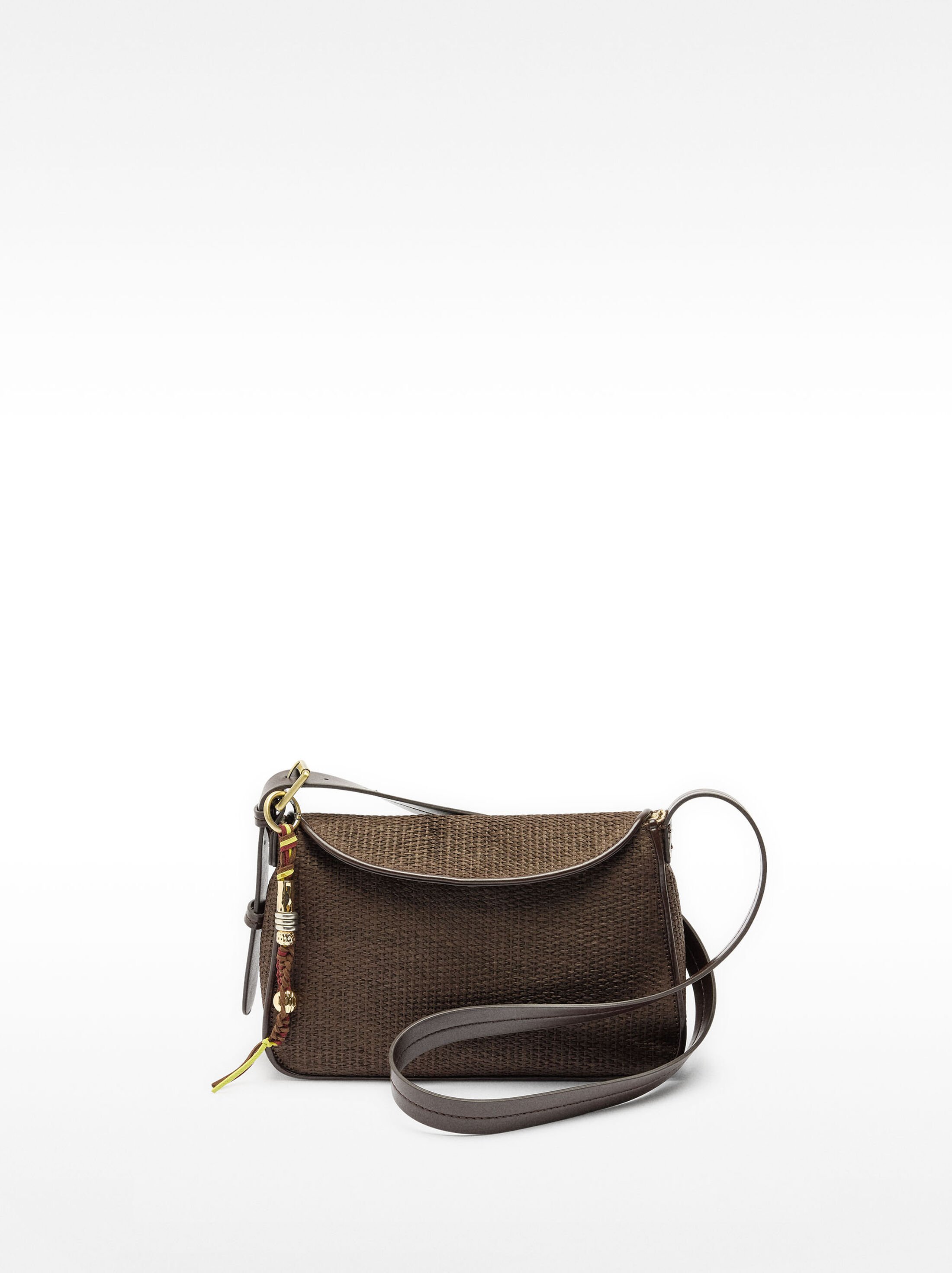 Crossbody bag with straw effect flap image number 1.0