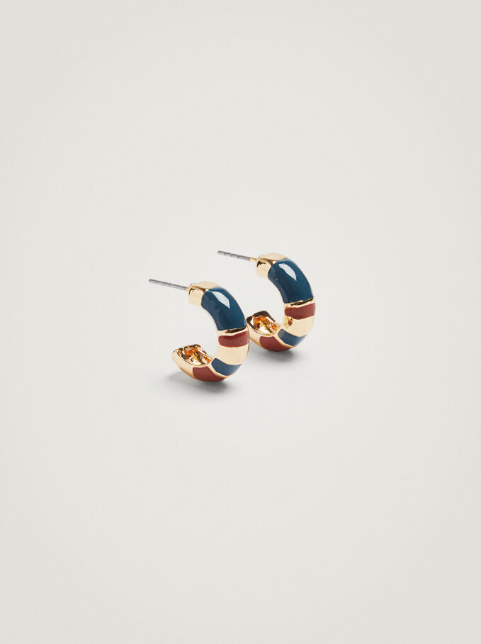 Small Enamel Hoop Earrings, Multicolor, hi-res