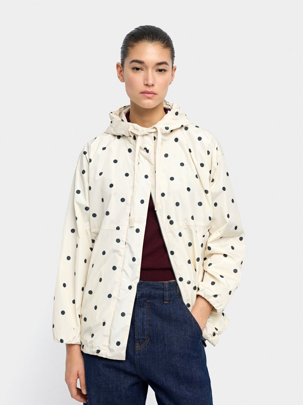 Parka à pois avec capuche