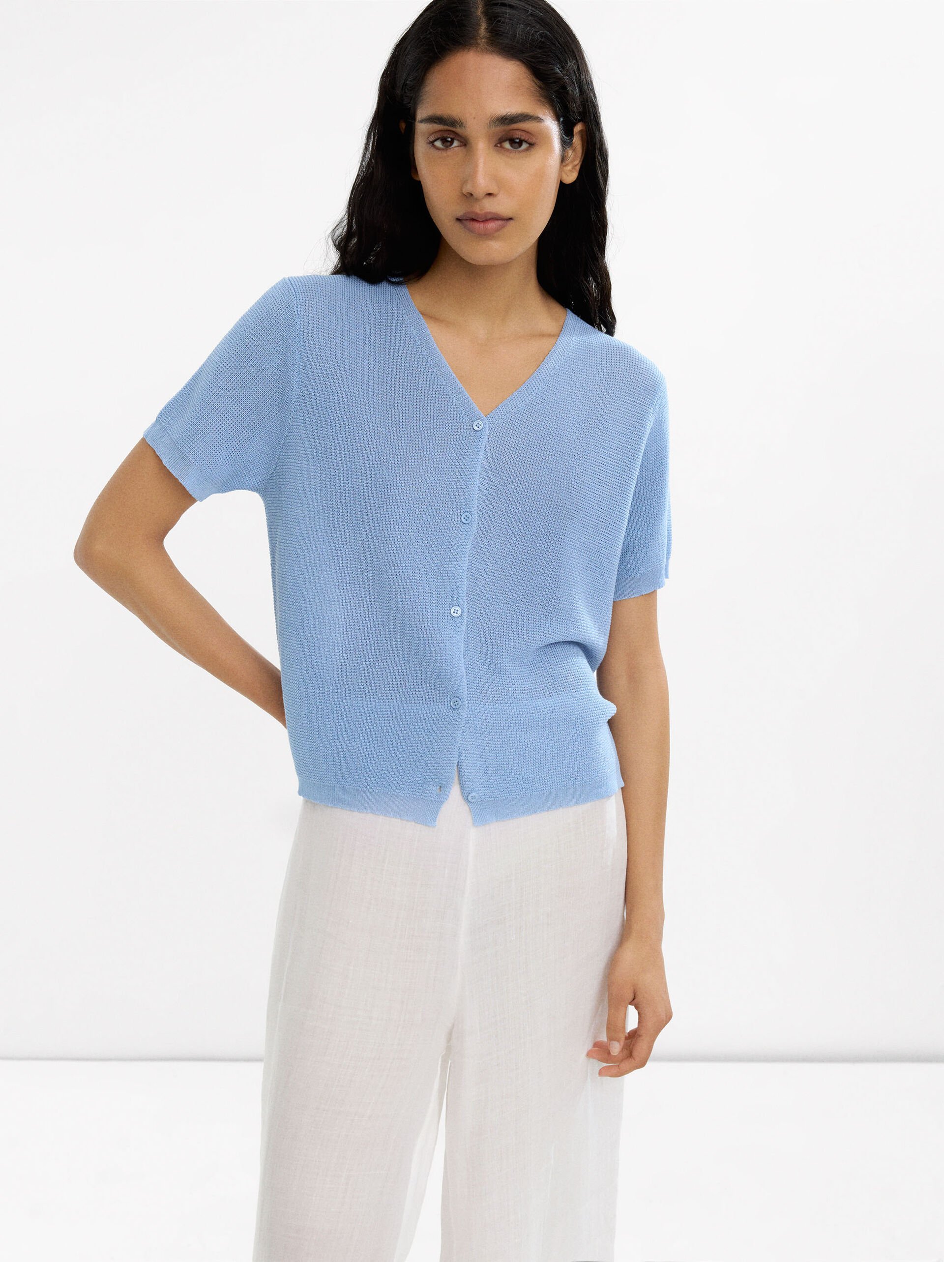Short-sleeve knit cardigan image number 0.0