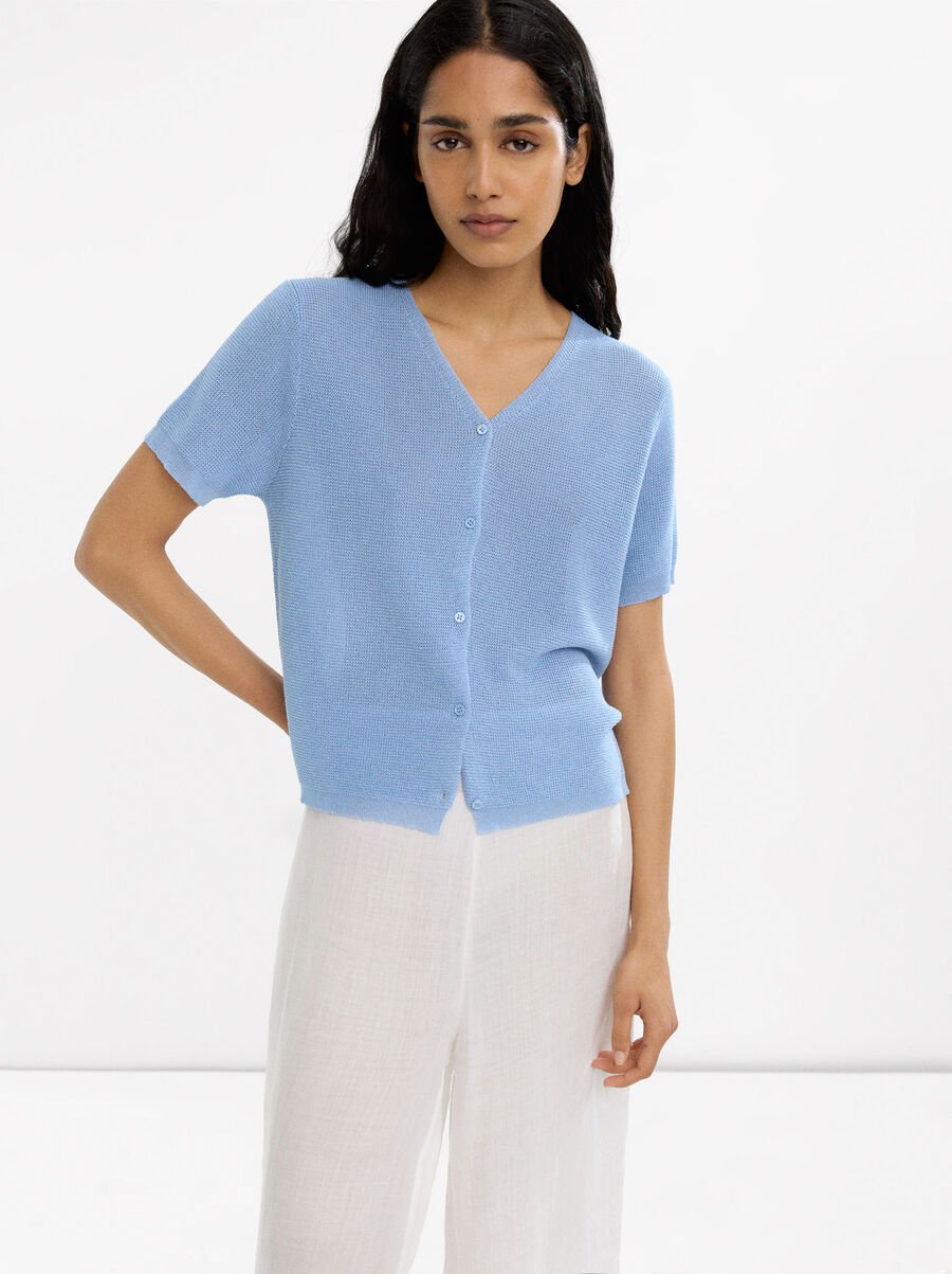 Knit short-sleeve cardigan