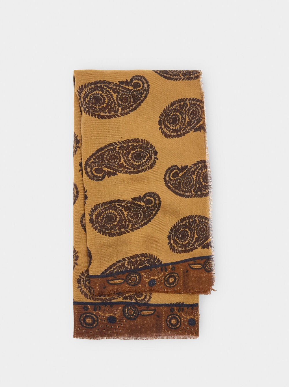 Printed scarf with wool blend